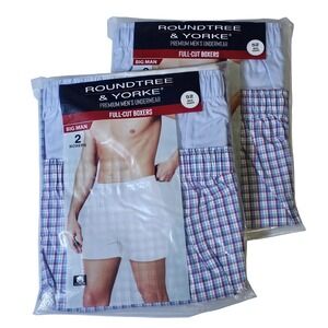 Lot of 2 Big Man Boxers Size 52 Roundtree & Yorke (4 Pairs) Full-Cut Underwear
